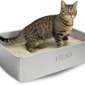 Stainless Steel Litter Box, Non Stick litterbox, Metal Litter pan, Litter Box Steel, Metal cat Box, Steel litterbox, Kitty Litter pan, Stainless Steel tub (Large)