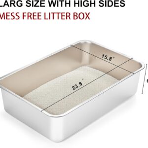 Alternative view of Yangbaga Stainless Steel Litter Box for Cat and Rabbit, Odor Control Litter Pan, Non Stick, Easy to Clean, Rust Proof, Large Size with High Sides and Non Slip Rubber Feets